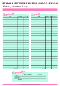MONEY BUDGET PRINTABLE